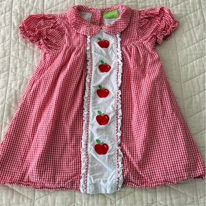 Red Gingham Dress with Apples - Classic Whimsy 4t